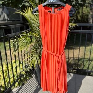 Banana Republic Vibrant Orange Pleated Mini Dress